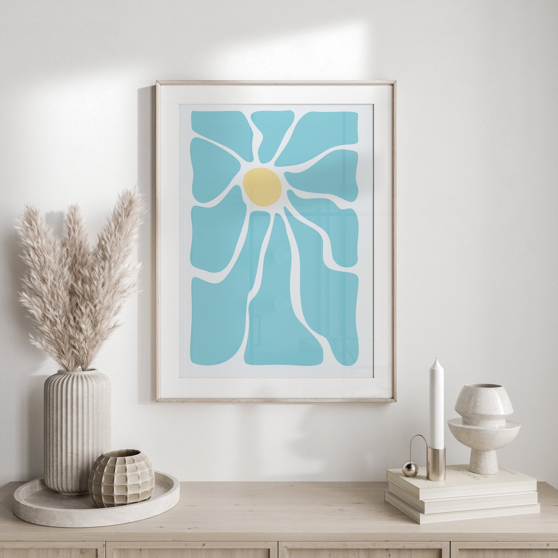Premium Poster of Unique Abstract Blue Flower Art Print Posters