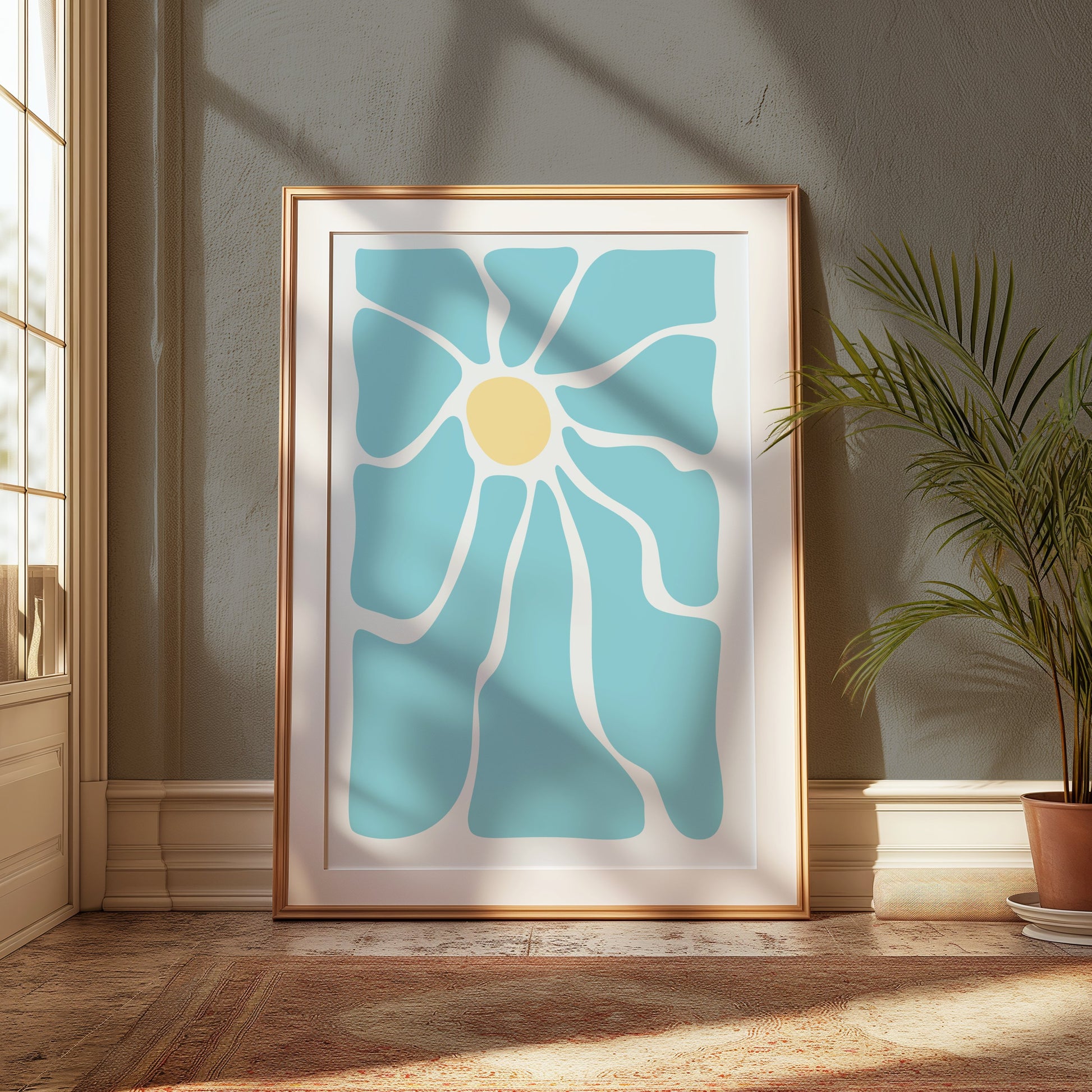 Premium Poster of Unique Abstract Blue Flower Art Print Posters
