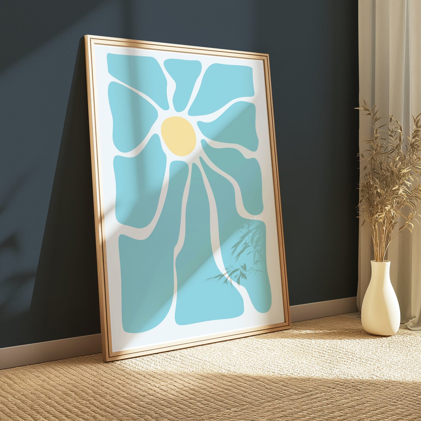 Premium Poster of Unique Abstract Blue Flower Art Print Posters