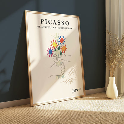 Premium Poster of Unique Art Decor Picasso Hand Drawn Bouquet Posters