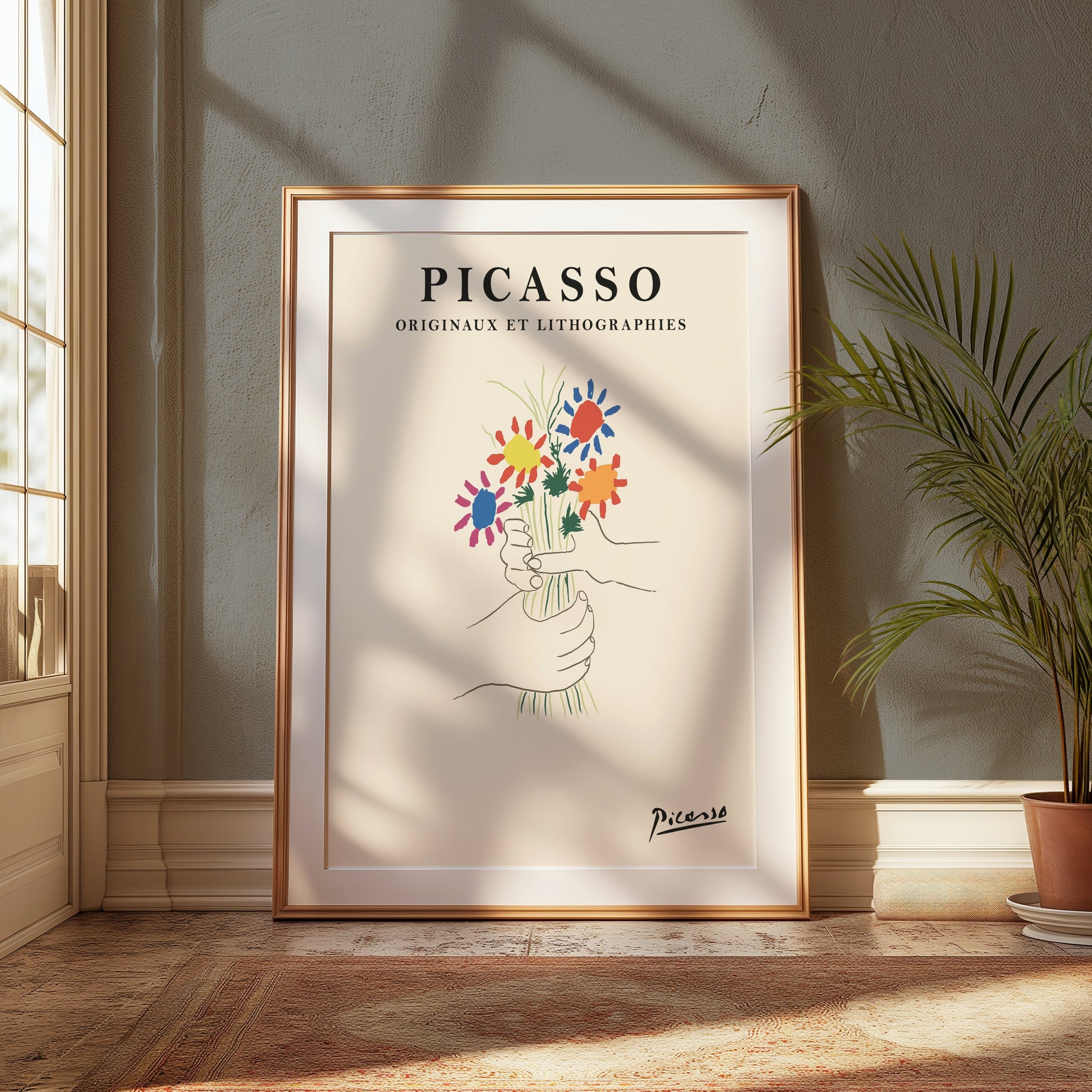 Premium Poster of Unique Art Decor Picasso Hand Drawn Bouquet Posters