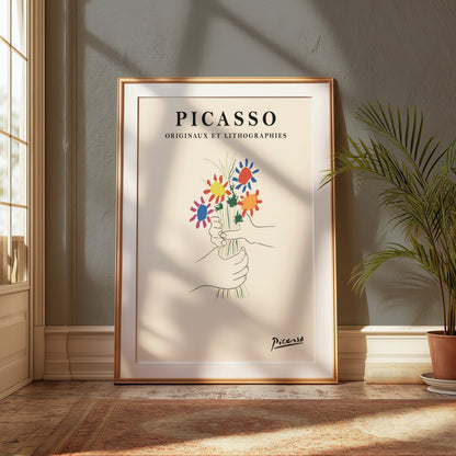 Premium Poster of Unique Art Decor Picasso Hand Drawn Bouquet Posters