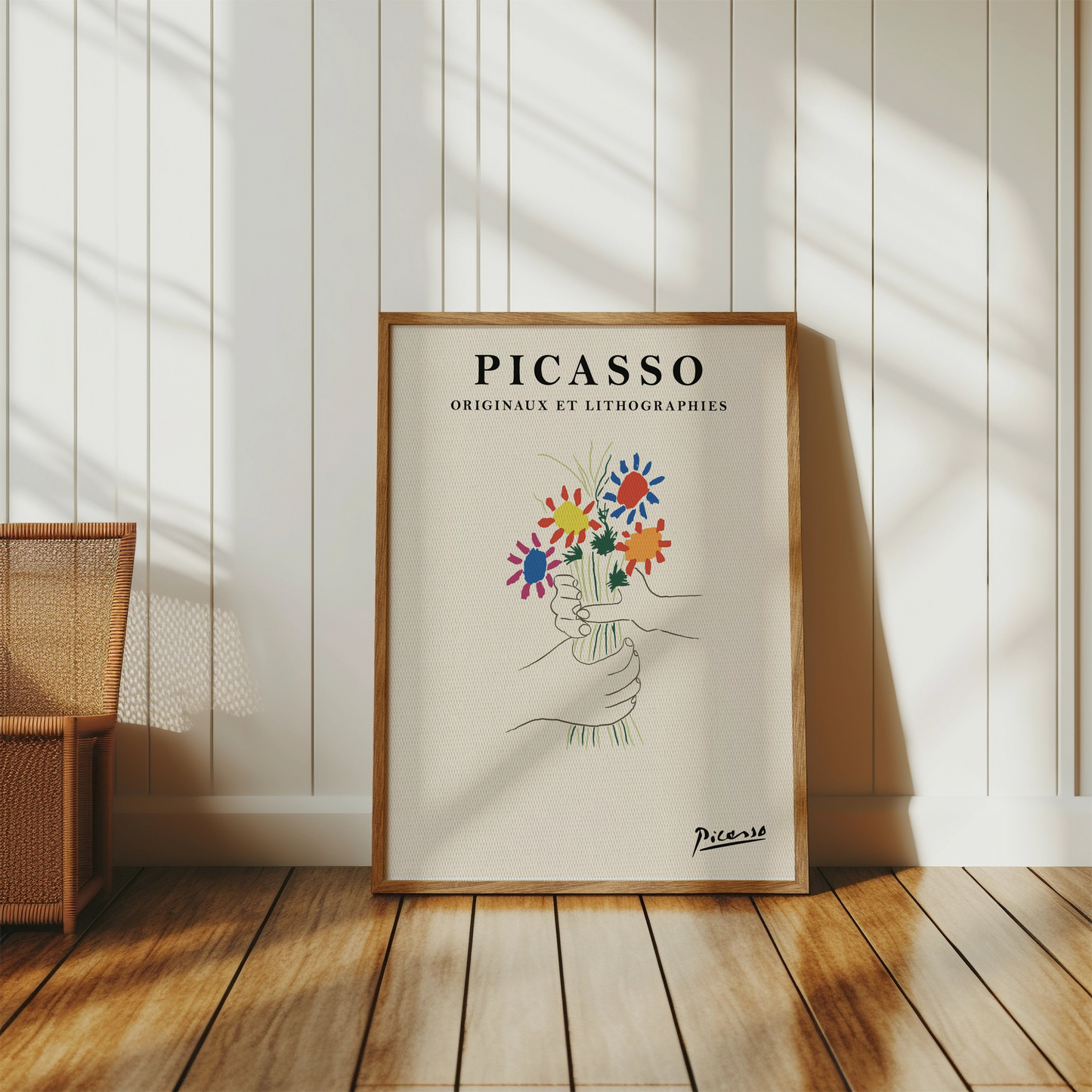 Premium Poster of Unique Art Decor Picasso Hand Drawn Bouquet Posters