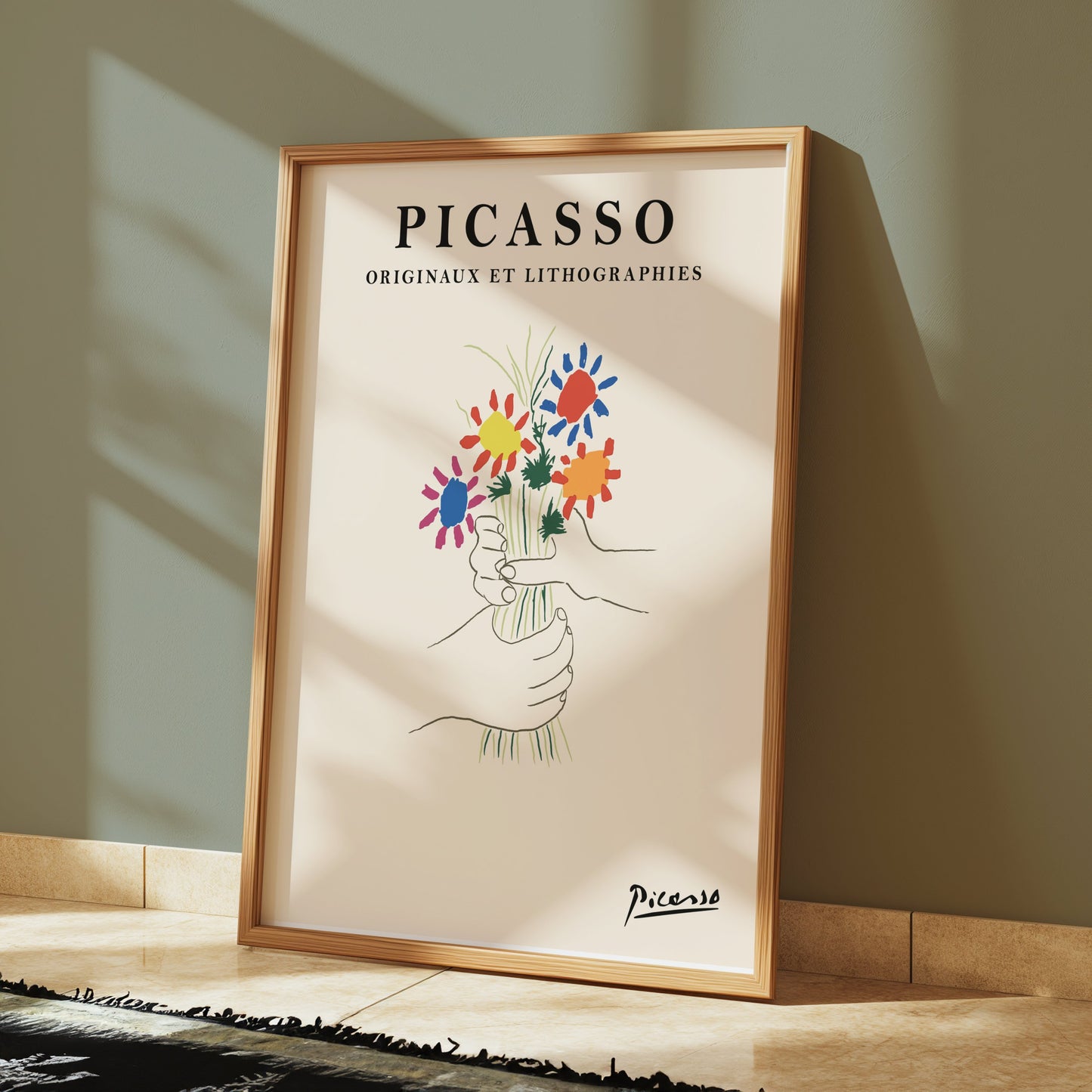 Premium Poster of Unique Art Decor Picasso Hand Drawn Bouquet Posters
