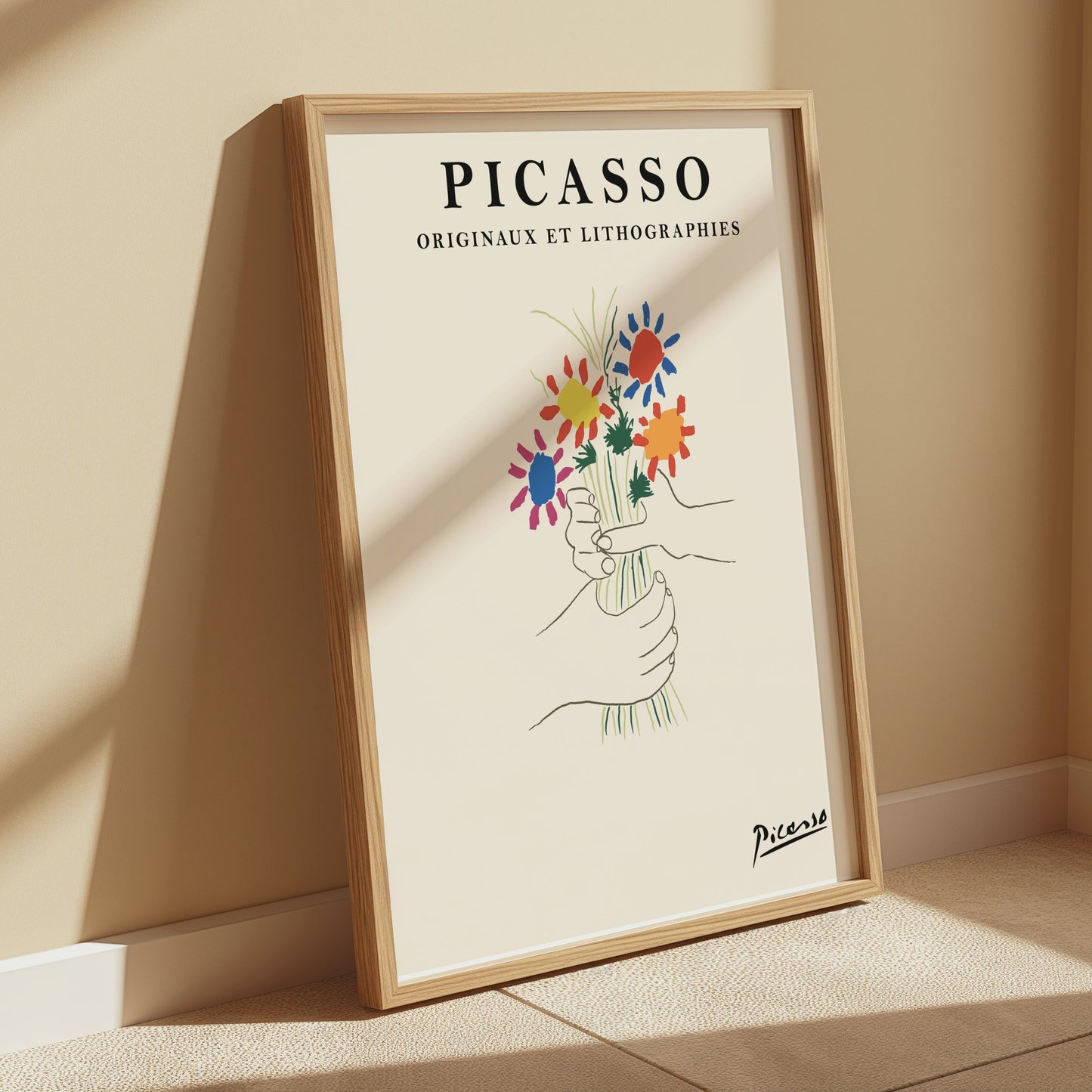 Premium Poster of Unique Art Decor Picasso Hand Drawn Bouquet Posters
