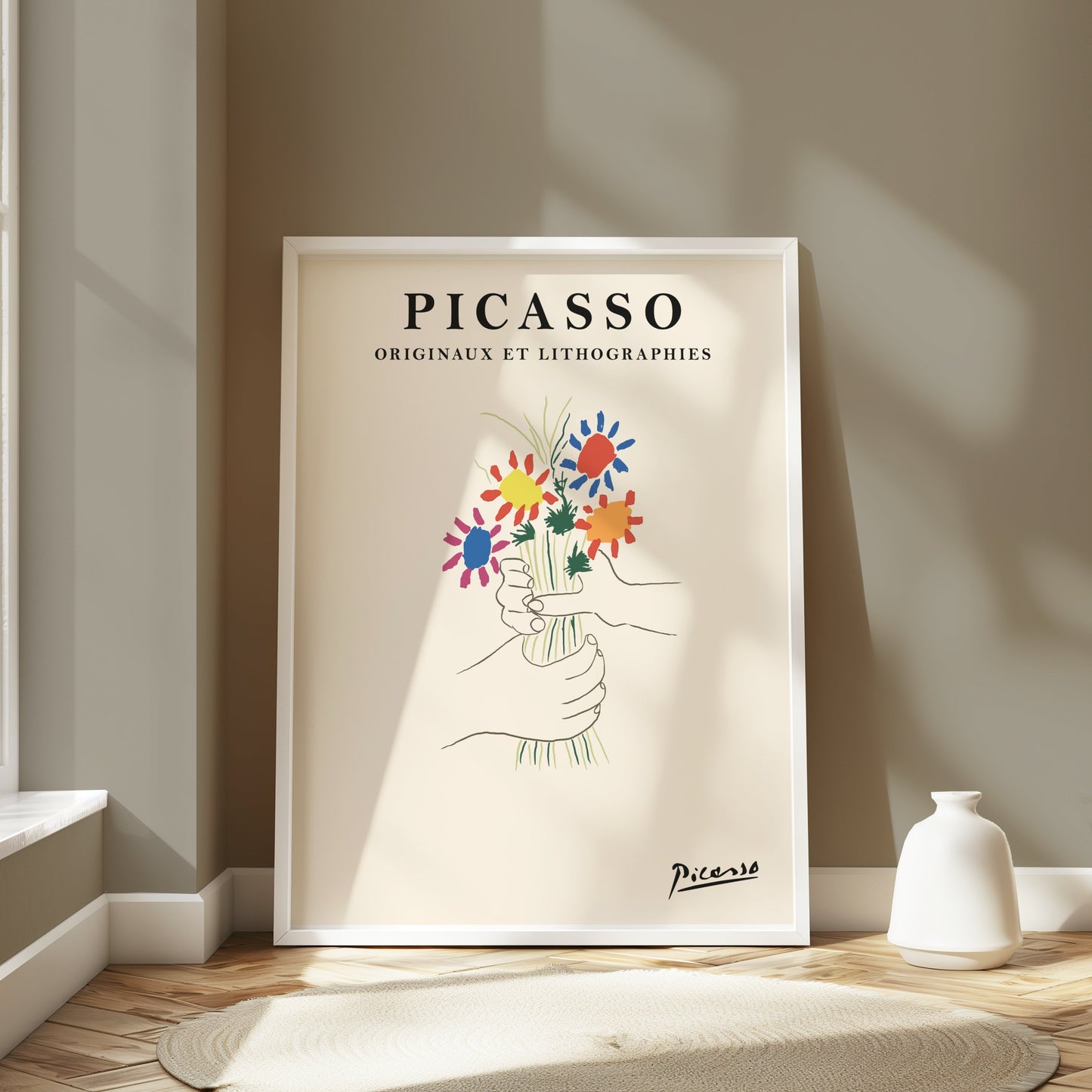 Premium Poster of Unique Art Decor Picasso Hand Drawn Bouquet Posters