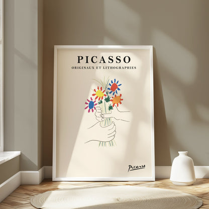 Premium Poster of Unique Art Decor Picasso Hand Drawn Bouquet Posters