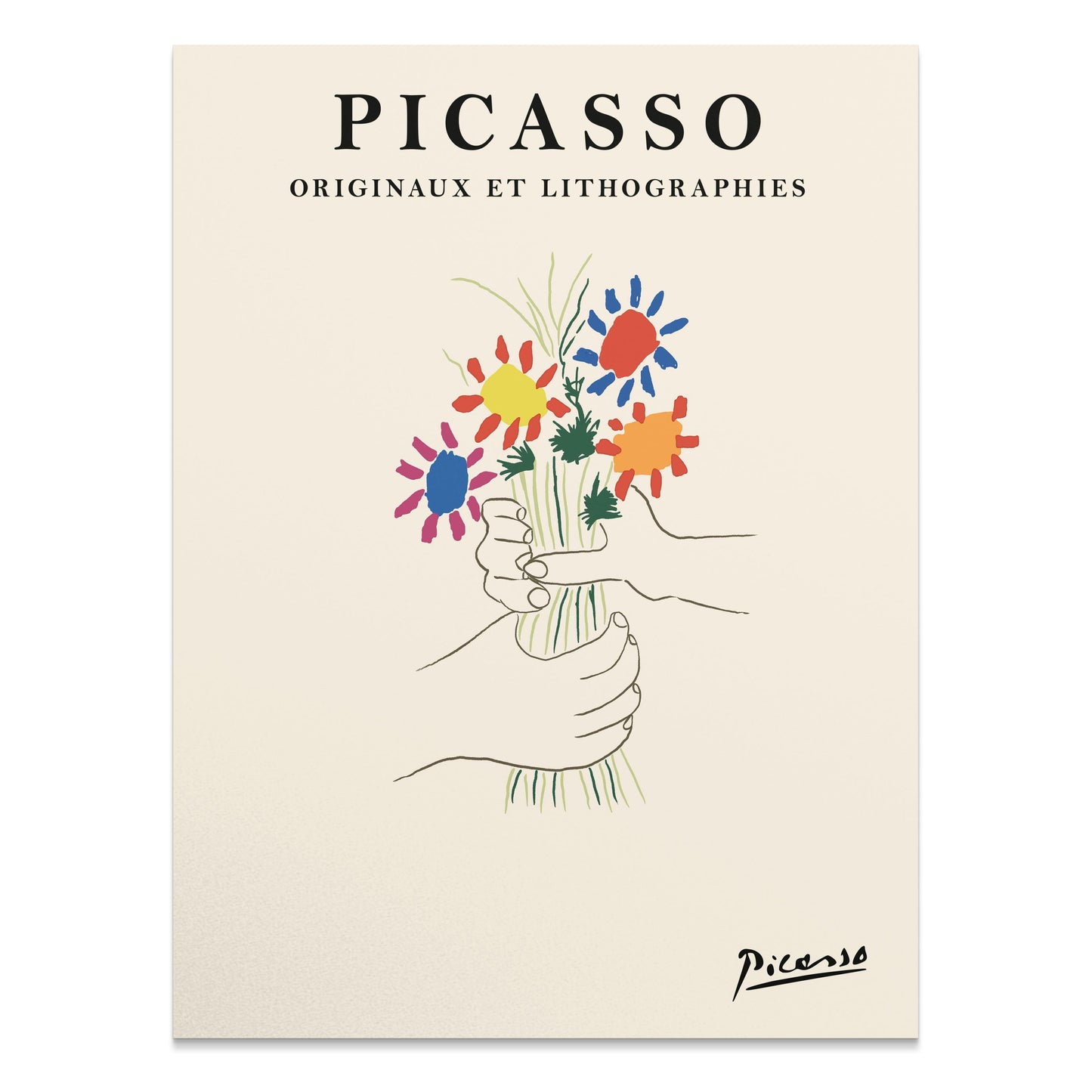 Premium Poster of Unique Art Decor Picasso Hand Drawn Bouquet Posters