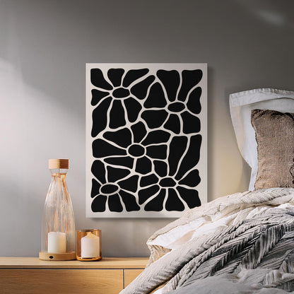 Premium Poster of Unique Black and White Floral Wall Art Canvas Wraps