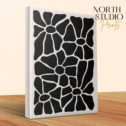 Premium Poster of Unique Black and White Floral Wall Art Canvas Wraps