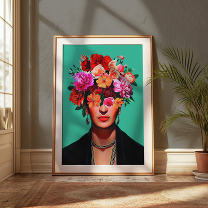 Premium Poster of Unique Floral Head Portrait Art Print Posters