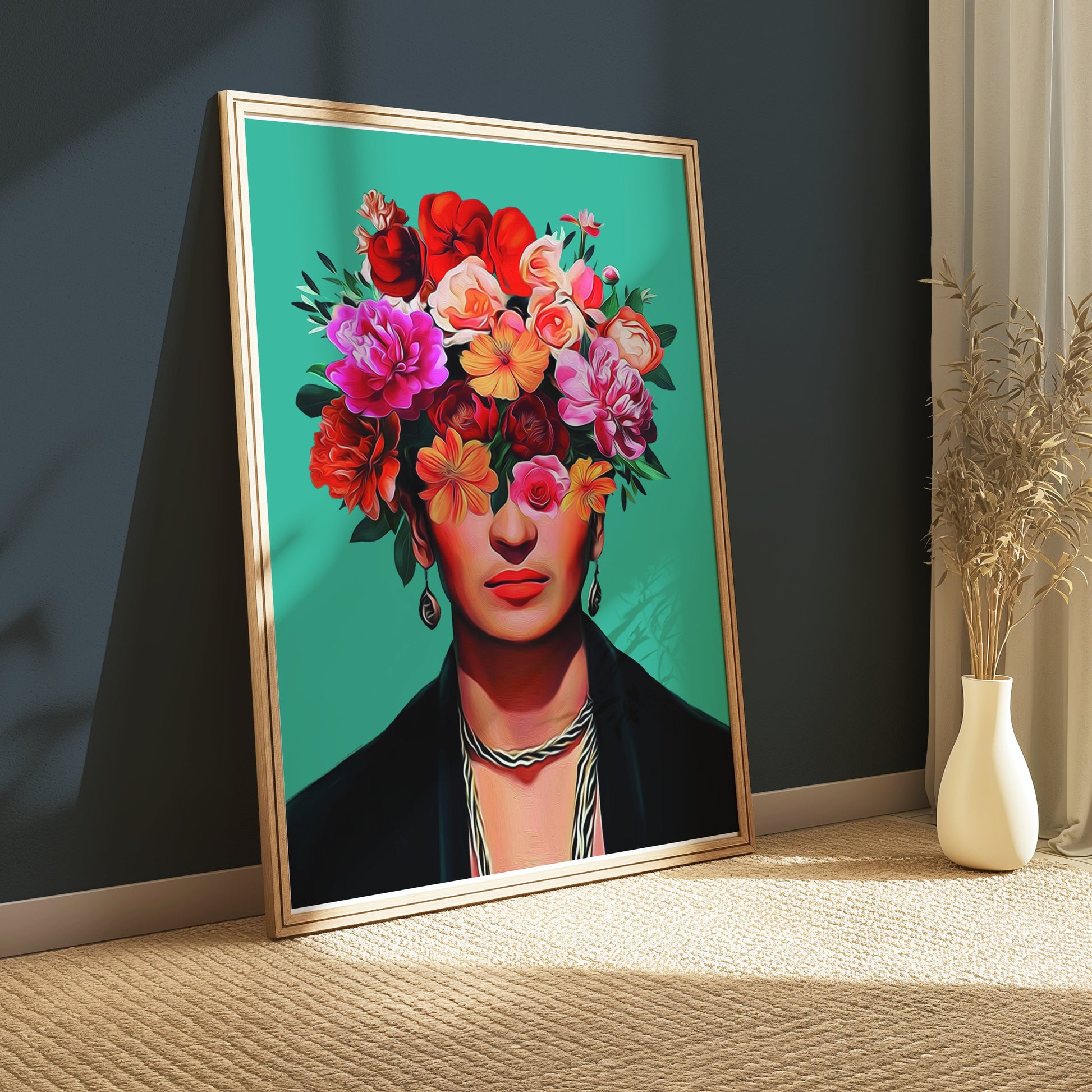 Premium Poster of Unique Floral Head Portrait Art Print Posters