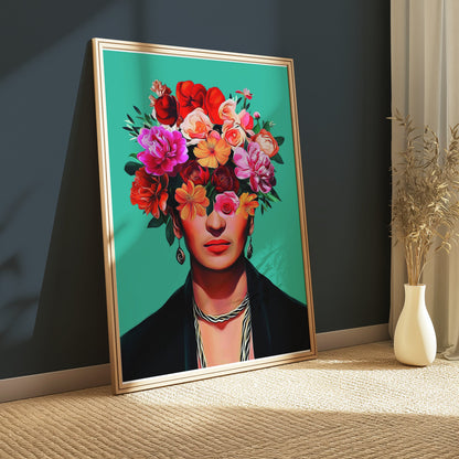 Premium Poster of Unique Floral Head Portrait Art Print Posters