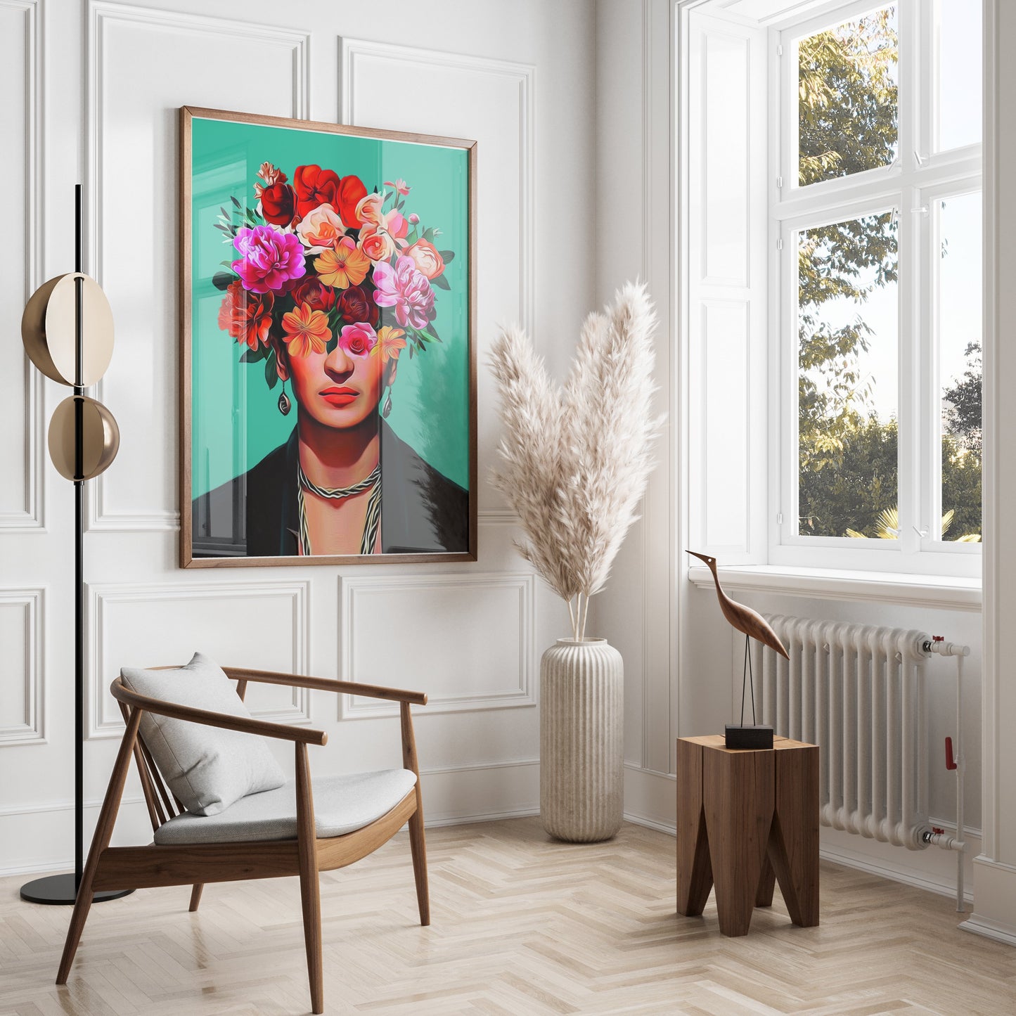 Premium Poster of Unique Floral Head Portrait Art Print Posters