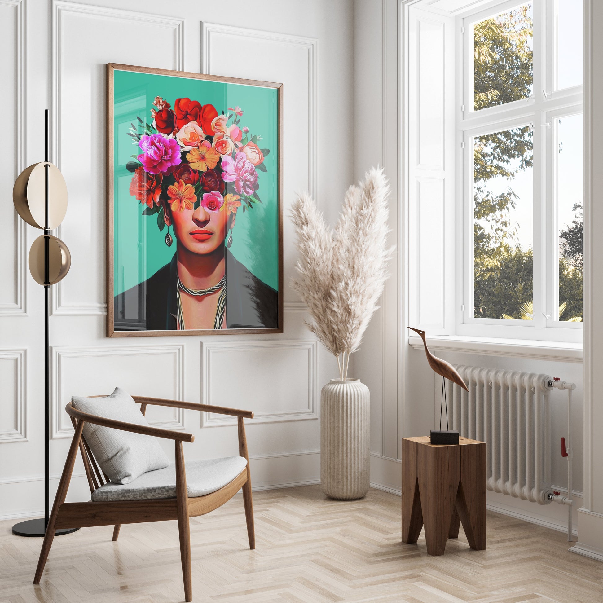 Premium Poster of Unique Floral Head Portrait Art Print Posters