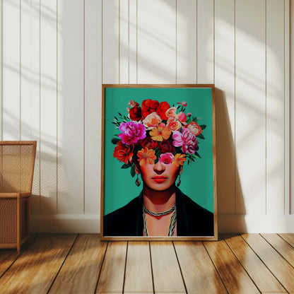 Premium Poster of Unique Floral Head Portrait Art Print Posters