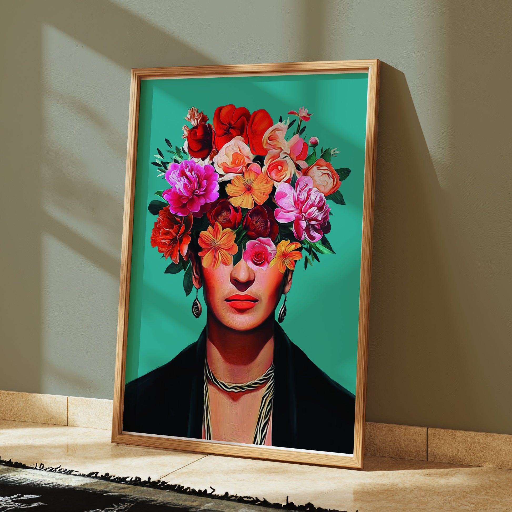 Premium Poster of Unique Floral Head Portrait Art Print Posters