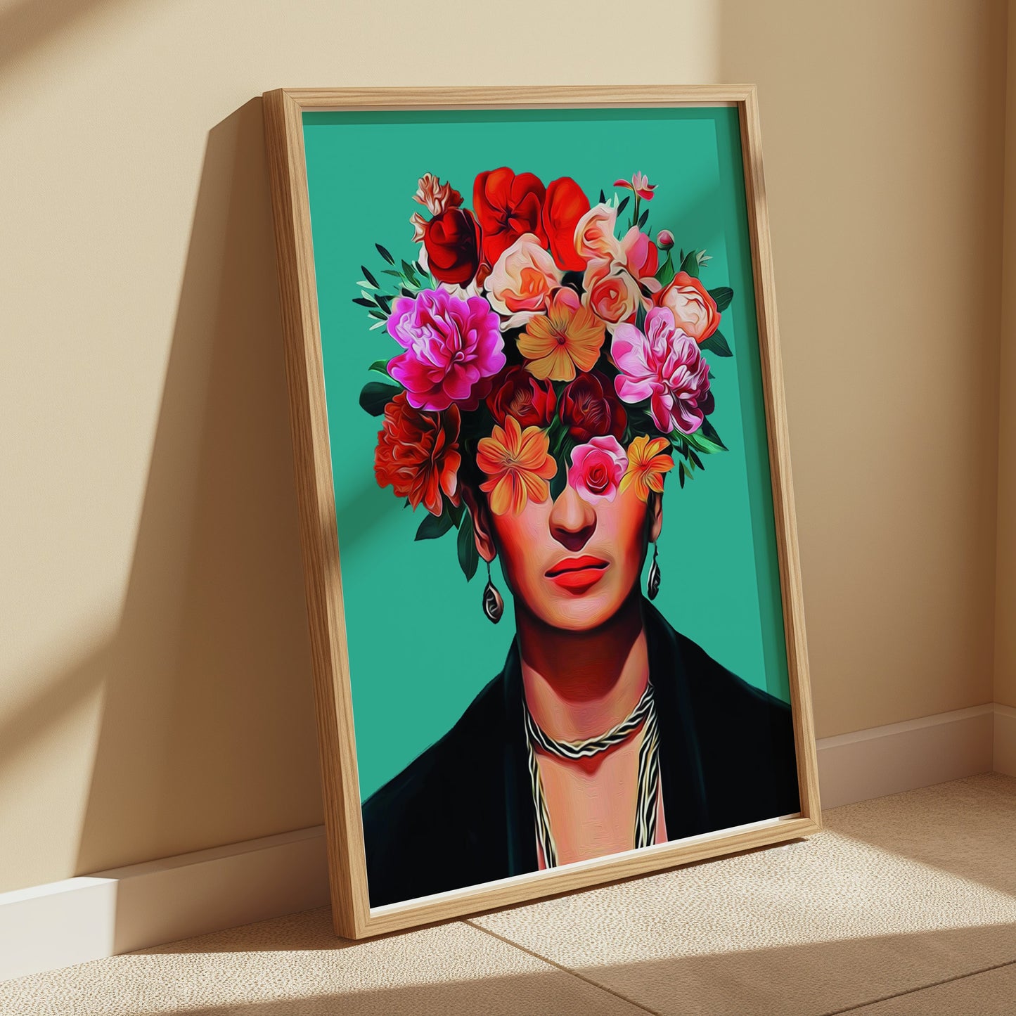 Premium Poster of Unique Floral Head Portrait Art Print Posters