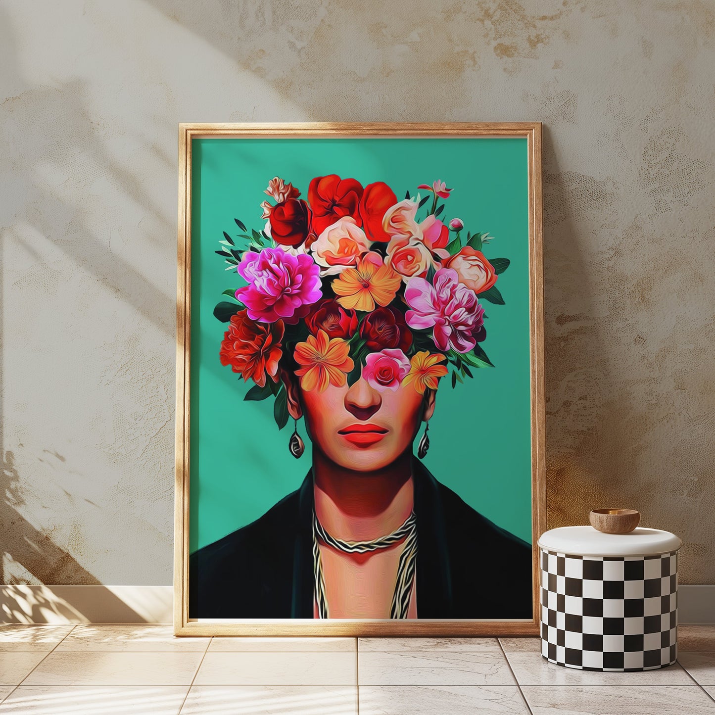 Premium Poster of Unique Floral Head Portrait Art Print Posters