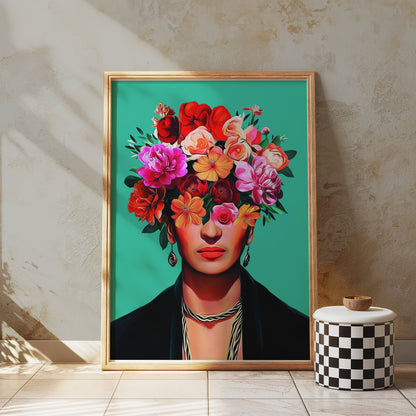 Premium Poster of Unique Floral Head Portrait Art Print Posters
