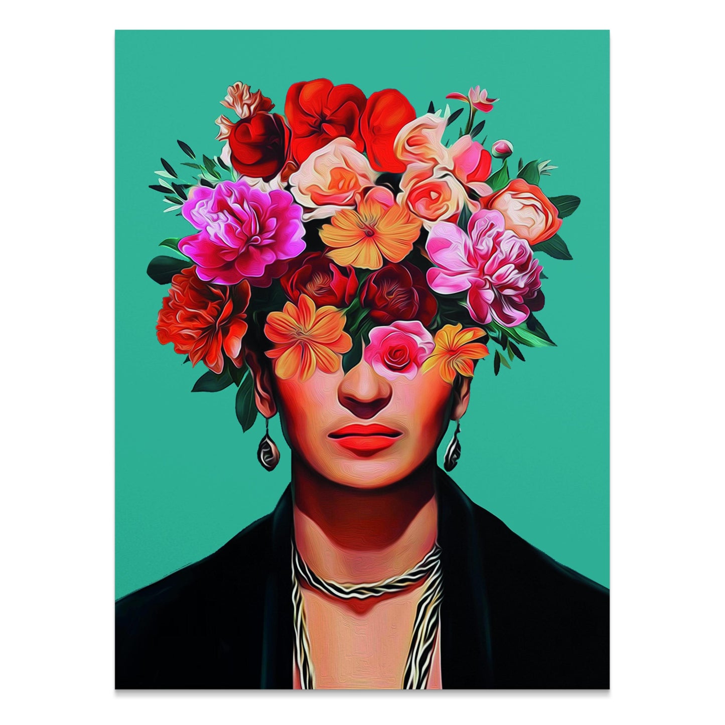 Premium Poster of Unique Floral Head Portrait Art Print Posters