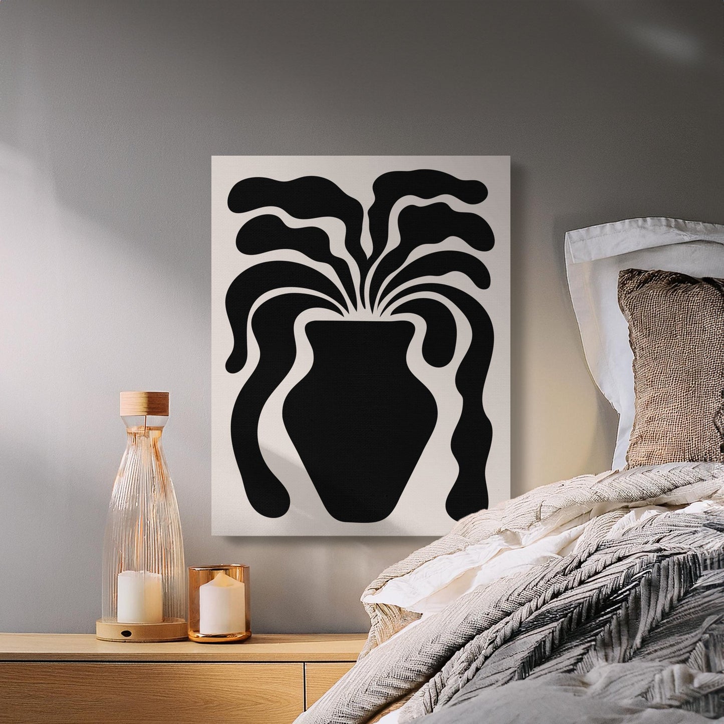 Premium Poster of Unique Floral Wall Art Vase Design Canvas Wraps