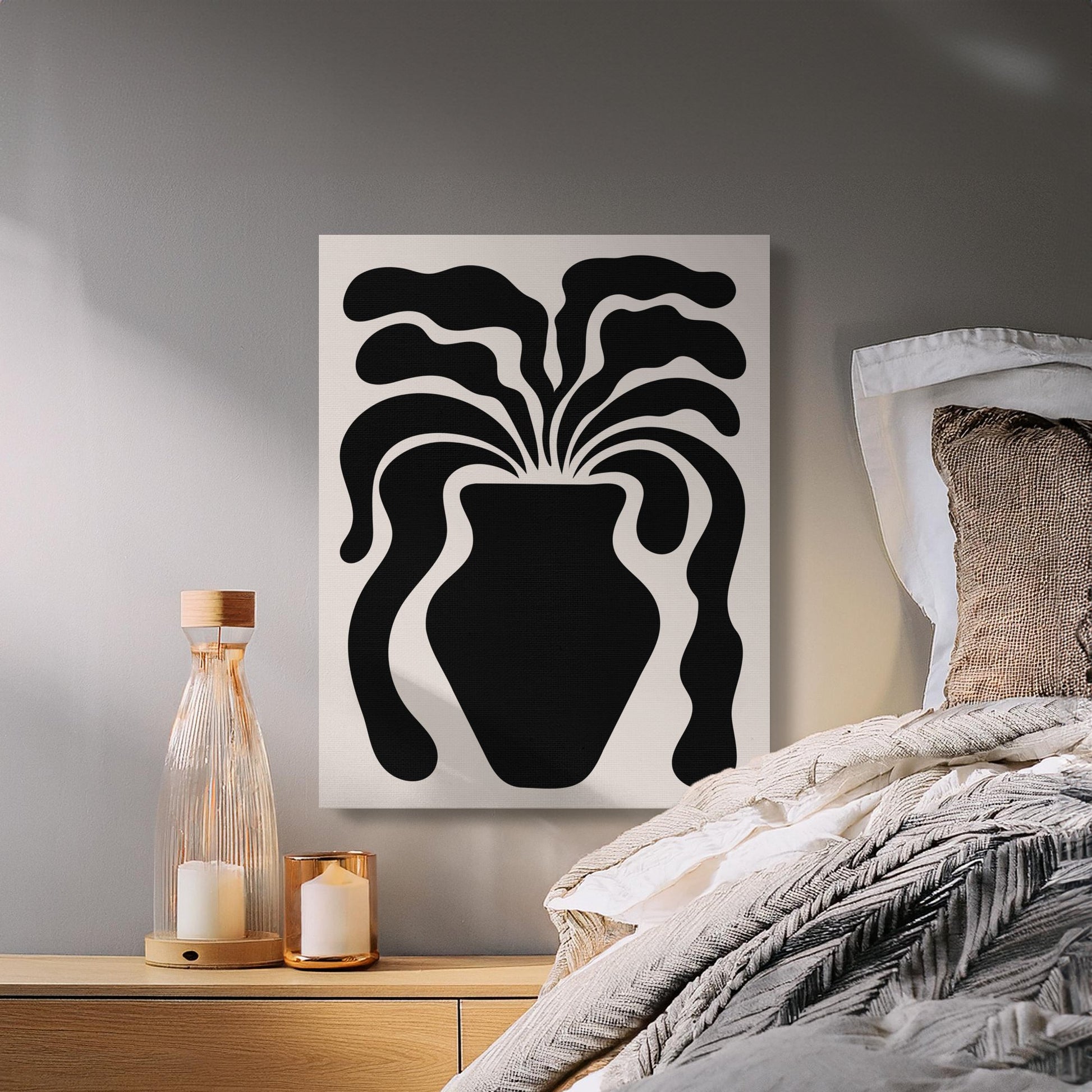 Premium Poster of Unique Floral Wall Art Vase Design Canvas Wraps