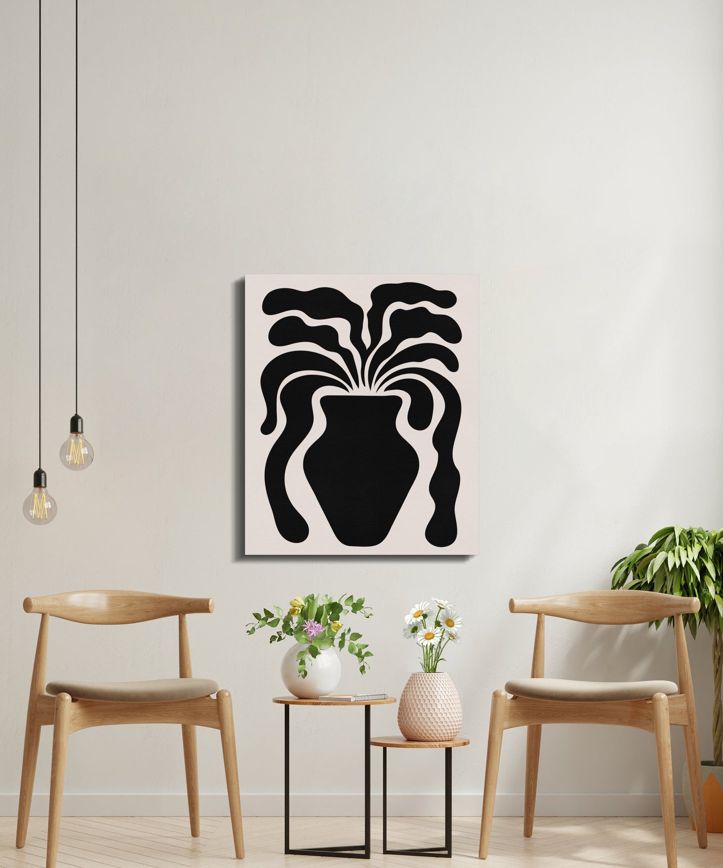 Premium Poster of Unique Floral Wall Art Vase Design Canvas Wraps
