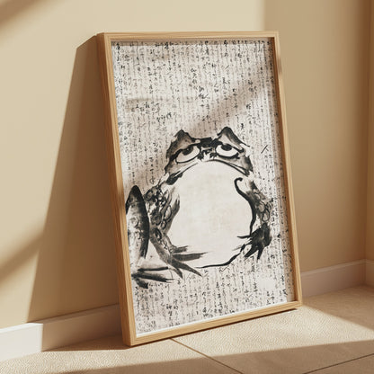 Premium Poster of Unique Frog Kanji Art Japanese Calligraphy Style Posters