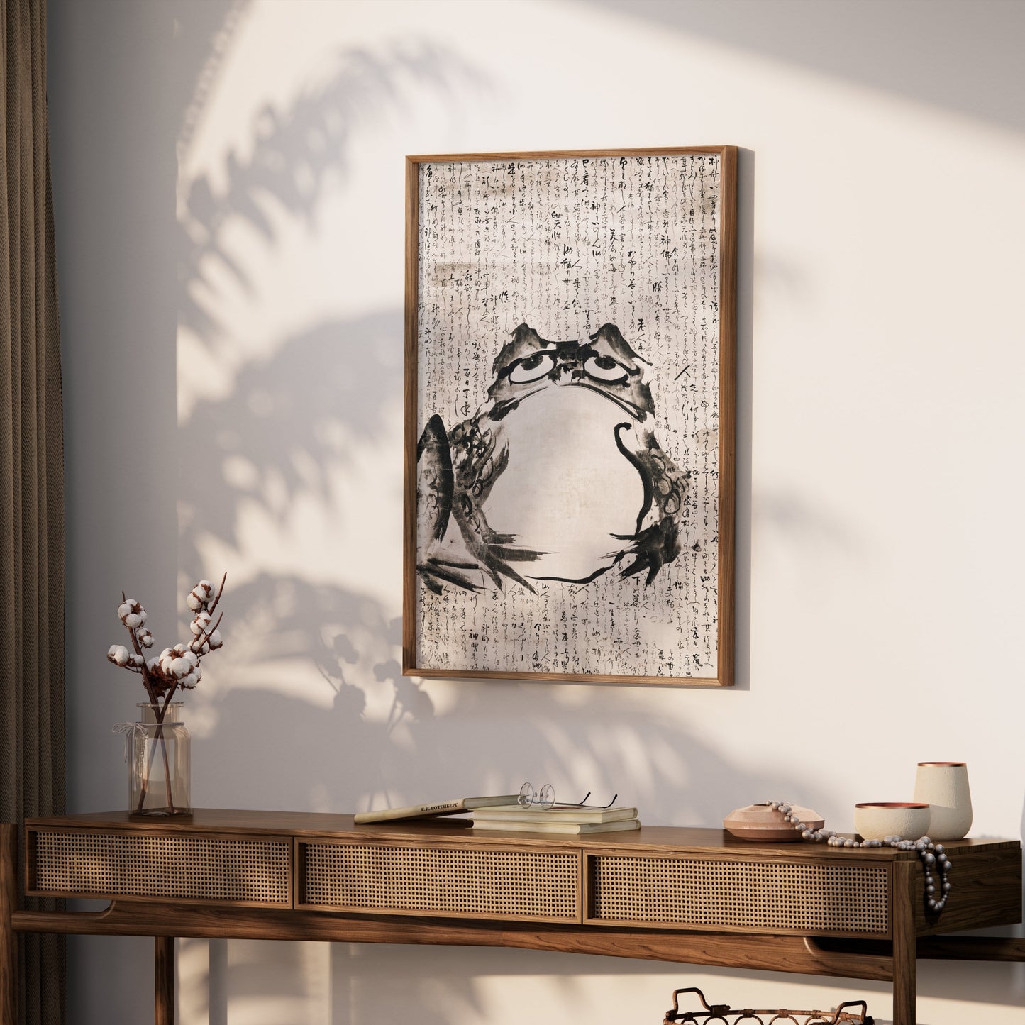Premium Poster of Unique Frog Kanji Art Japanese Calligraphy Style Posters