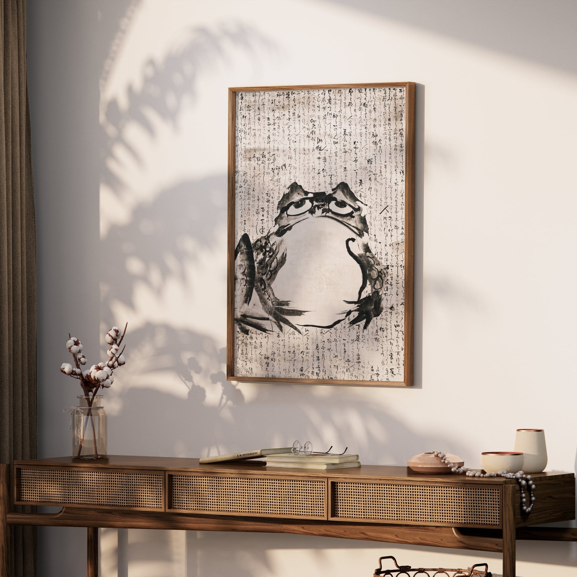 Premium Poster of Unique Frog Kanji Art Japanese Calligraphy Style Posters