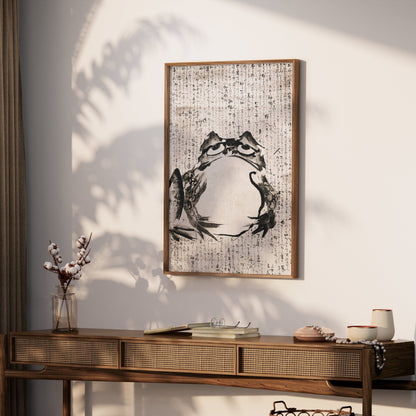 Premium Poster of Unique Frog Kanji Art Japanese Calligraphy Style Posters