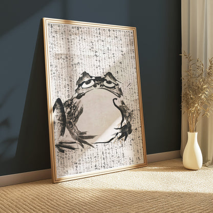 Premium Poster of Unique Frog Kanji Art Japanese Calligraphy Style Posters