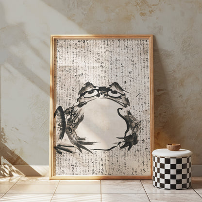 Premium Poster of Unique Frog Kanji Art Japanese Calligraphy Style Posters