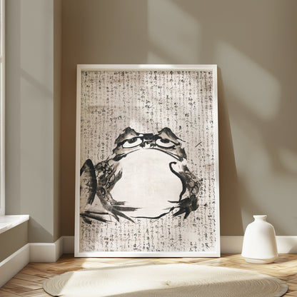Premium Poster of Unique Frog Kanji Art Japanese Calligraphy Style Posters