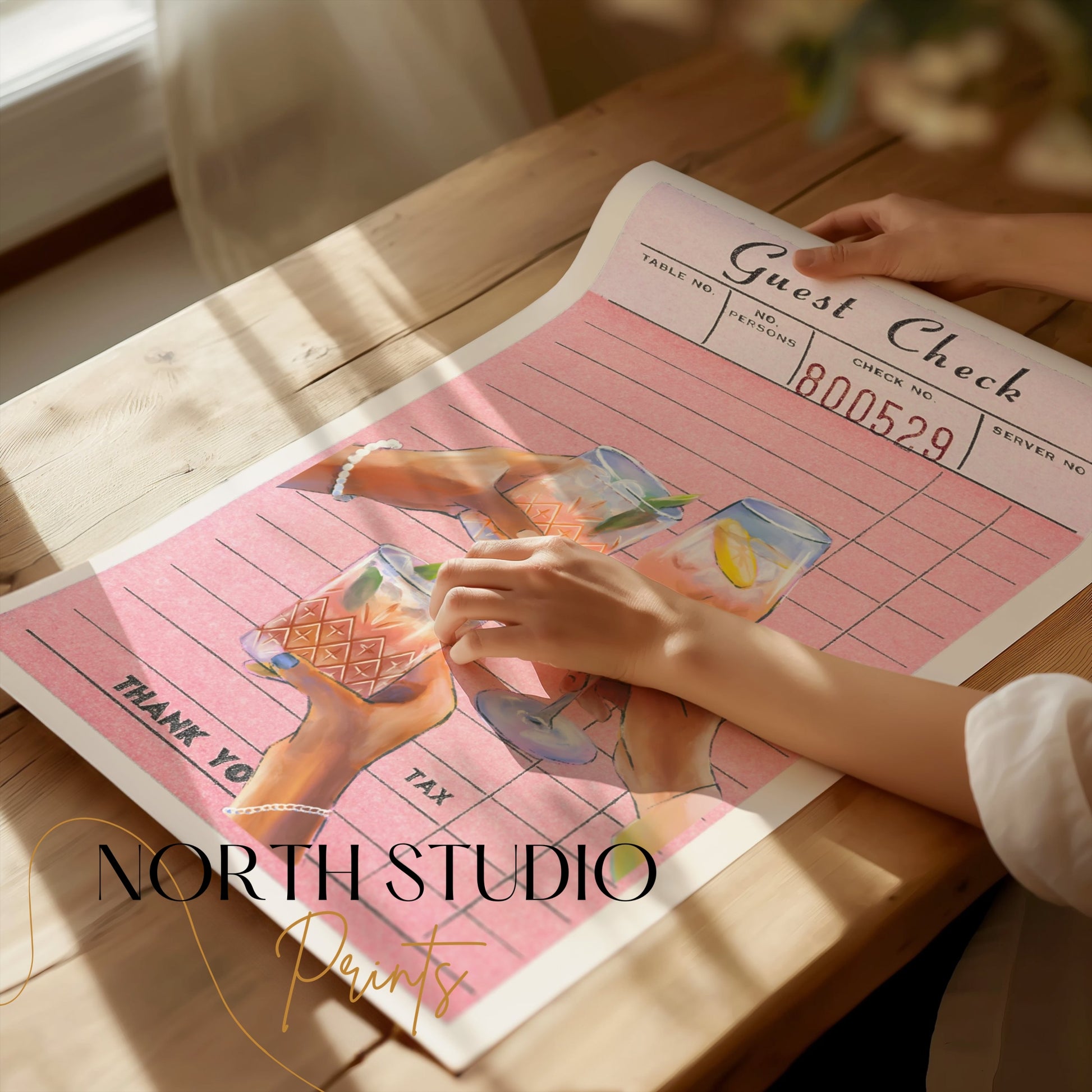 Premium Poster of Unique Guest Check with Drinks Art Decor Posters