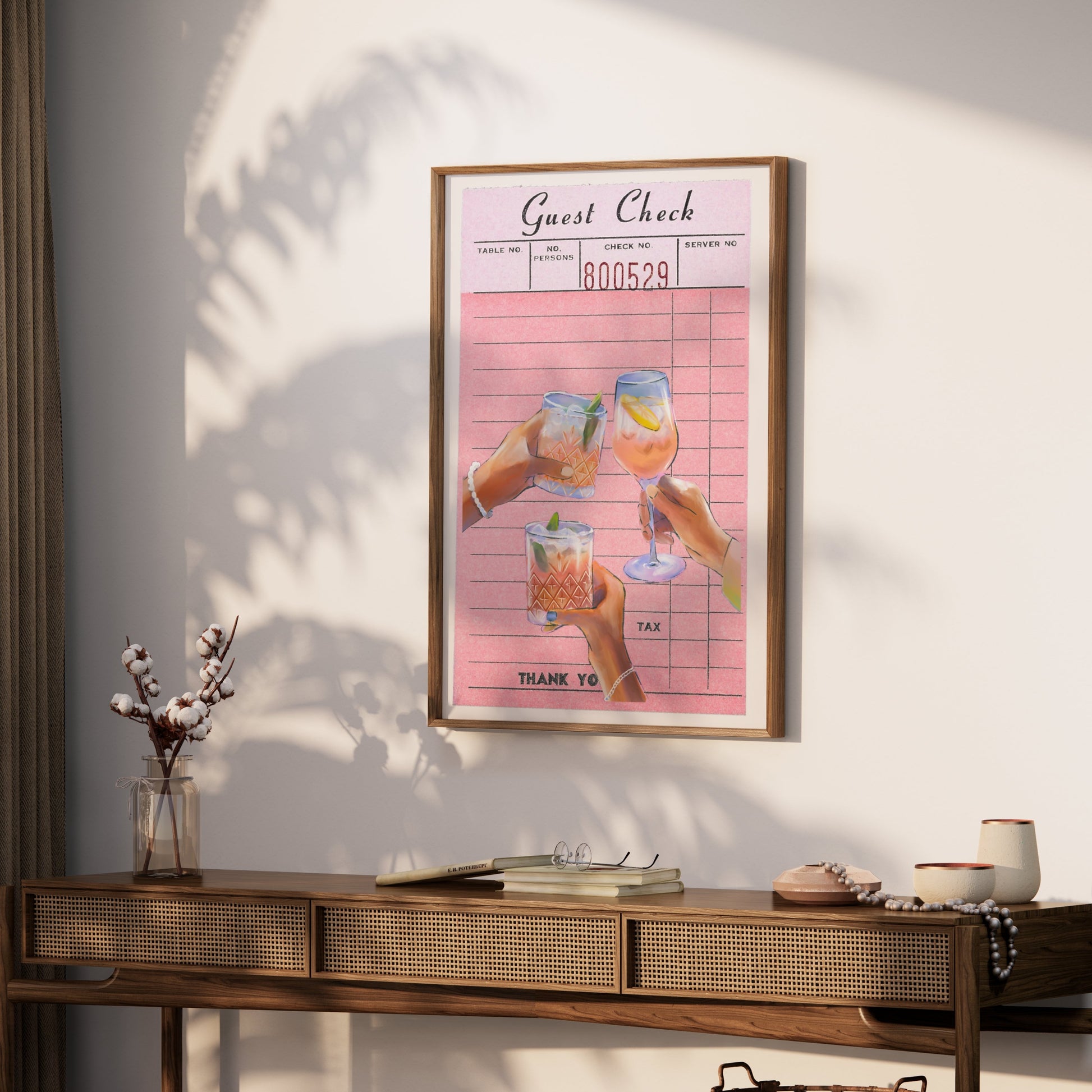 Premium Poster of Unique Guest Check with Drinks Art Decor Posters