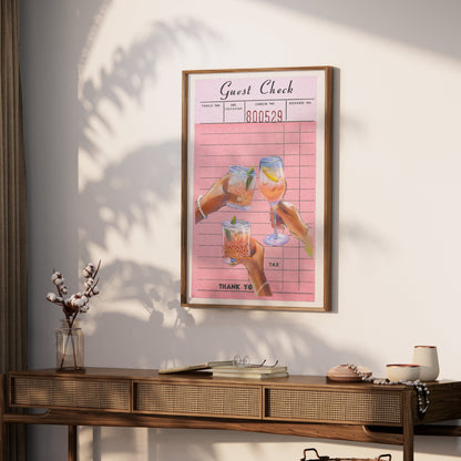 Premium Poster of Unique Guest Check with Drinks Art Decor Posters