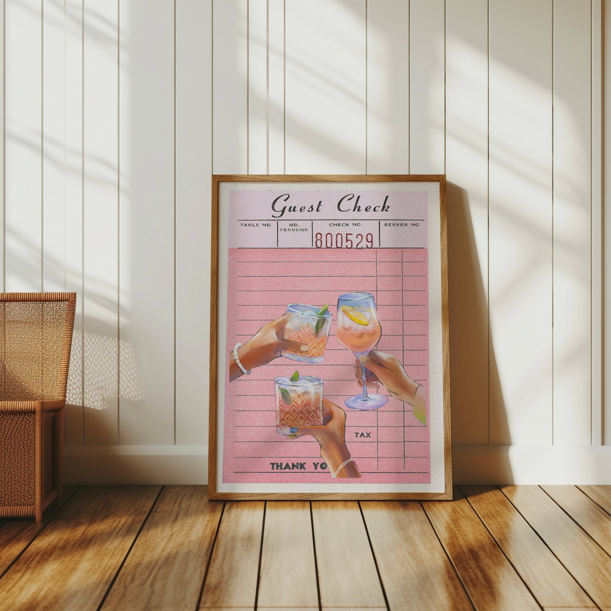 Premium Poster of Unique Guest Check with Drinks Art Decor Posters