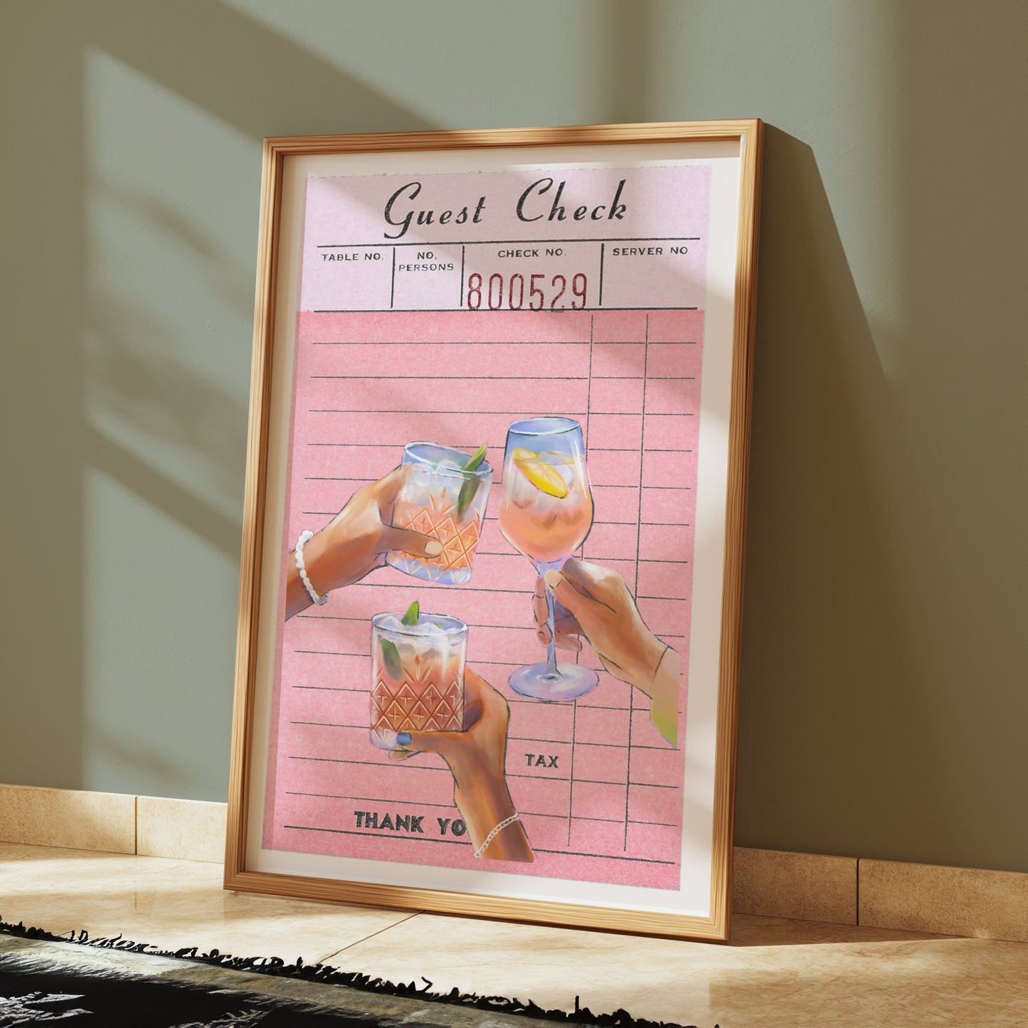 Premium Poster of Unique Guest Check with Drinks Art Decor Posters