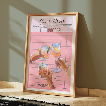 Premium Poster of Unique Guest Check with Drinks Art Decor Posters