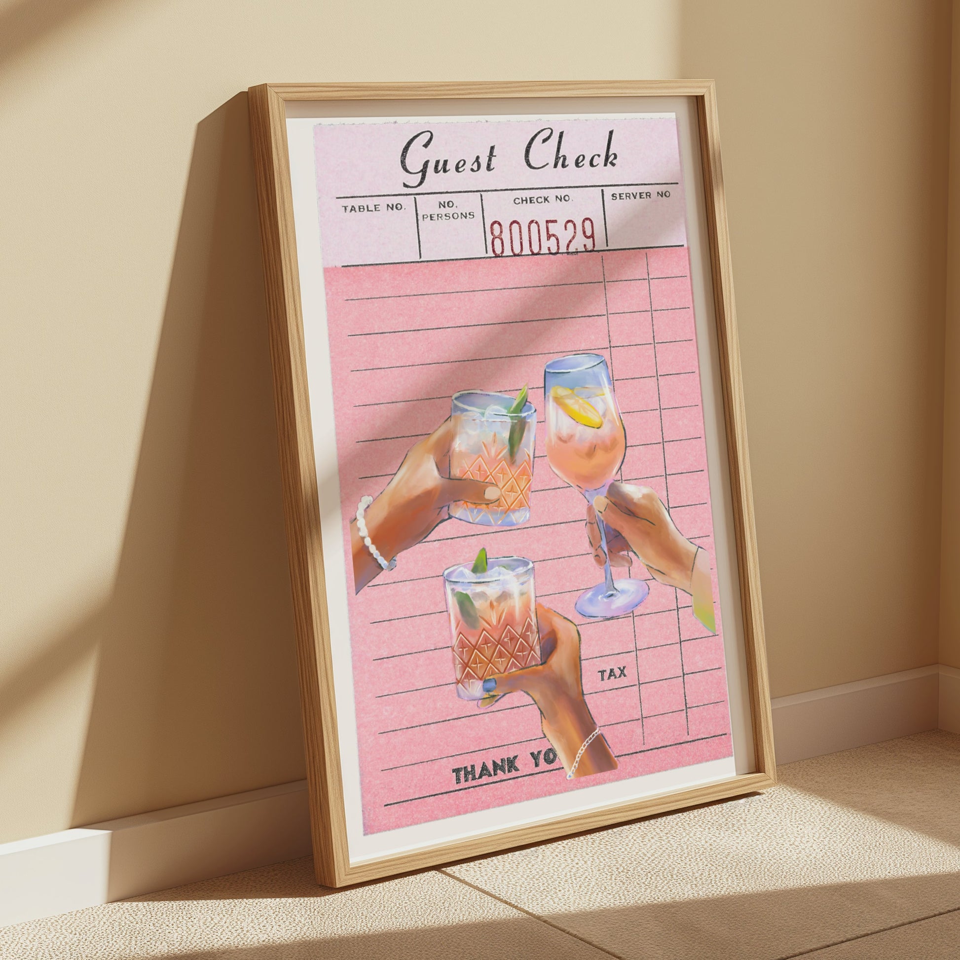 Premium Poster of Unique Guest Check with Drinks Art Decor Posters