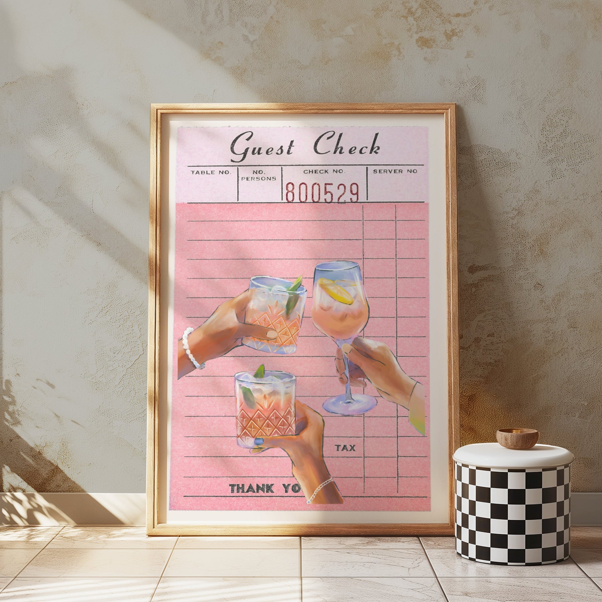 Premium Poster of Unique Guest Check with Drinks Art Decor Posters