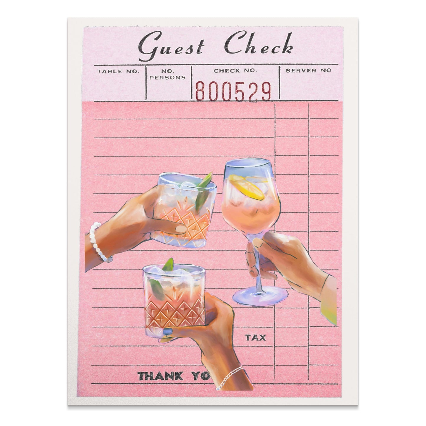 Premium Poster of Unique Guest Check with Drinks Art Decor Posters