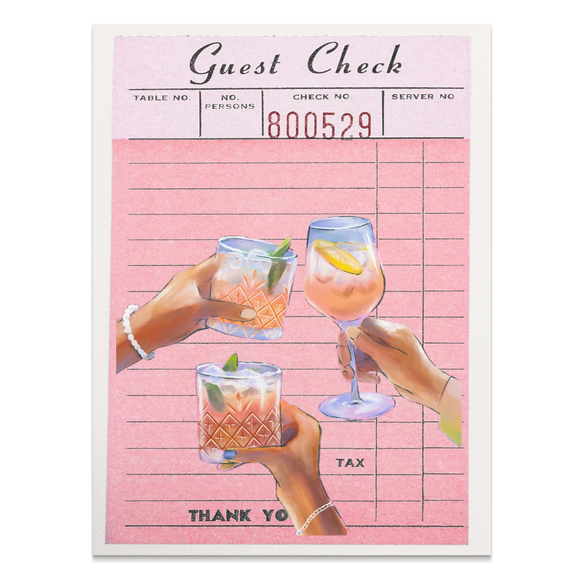 Premium Poster of Unique Guest Check with Drinks Art Decor Posters