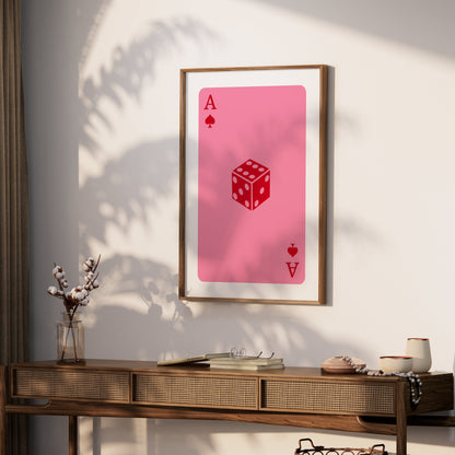 Premium Poster of Unique Pink Ace of Spades Playing Card Dice Art Posters