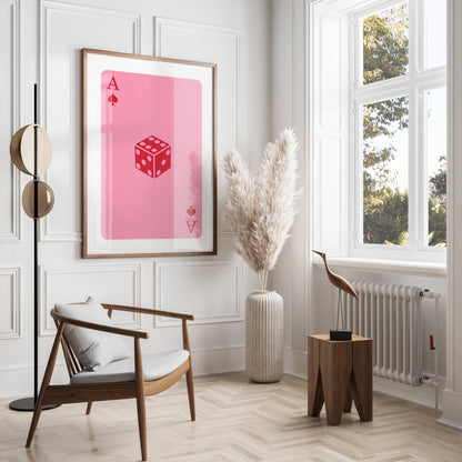 Premium Poster of Unique Pink Ace of Spades Playing Card Dice Art Posters