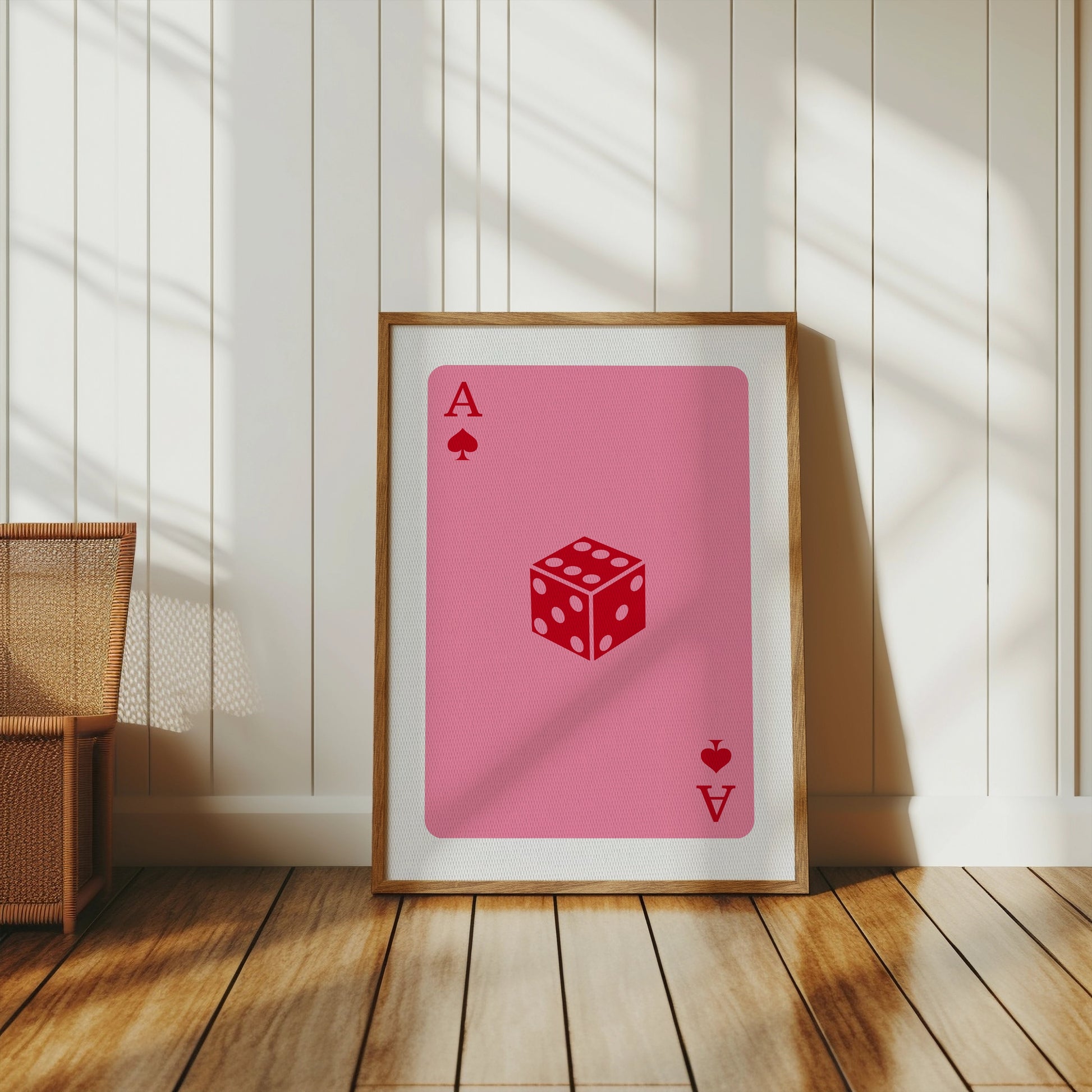 Premium Poster of Unique Pink Ace of Spades Playing Card Dice Art Posters