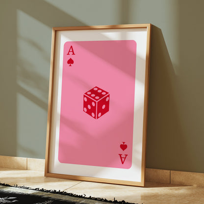 Premium Poster of Unique Pink Ace of Spades Playing Card Dice Art Posters