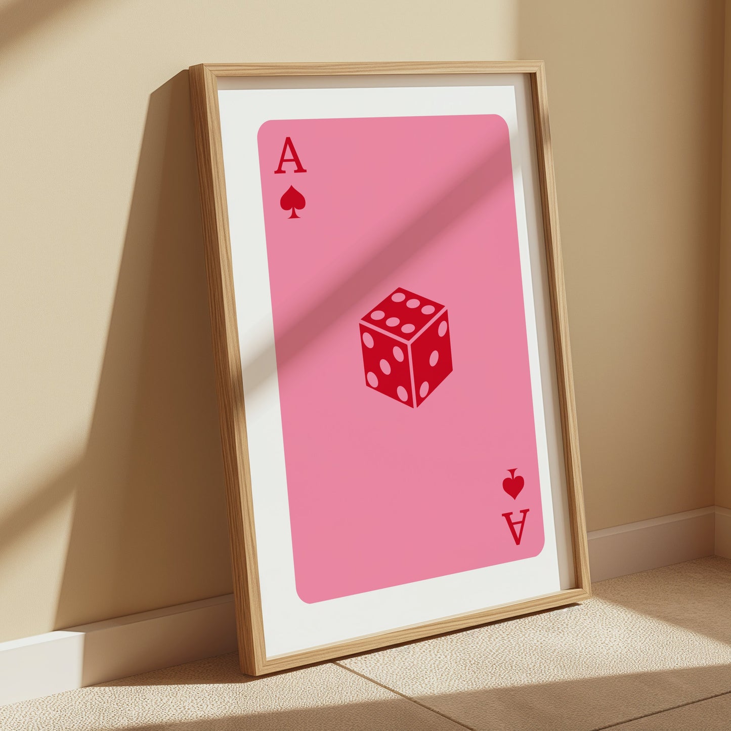 Premium Poster of Unique Pink Ace of Spades Playing Card Dice Art Posters